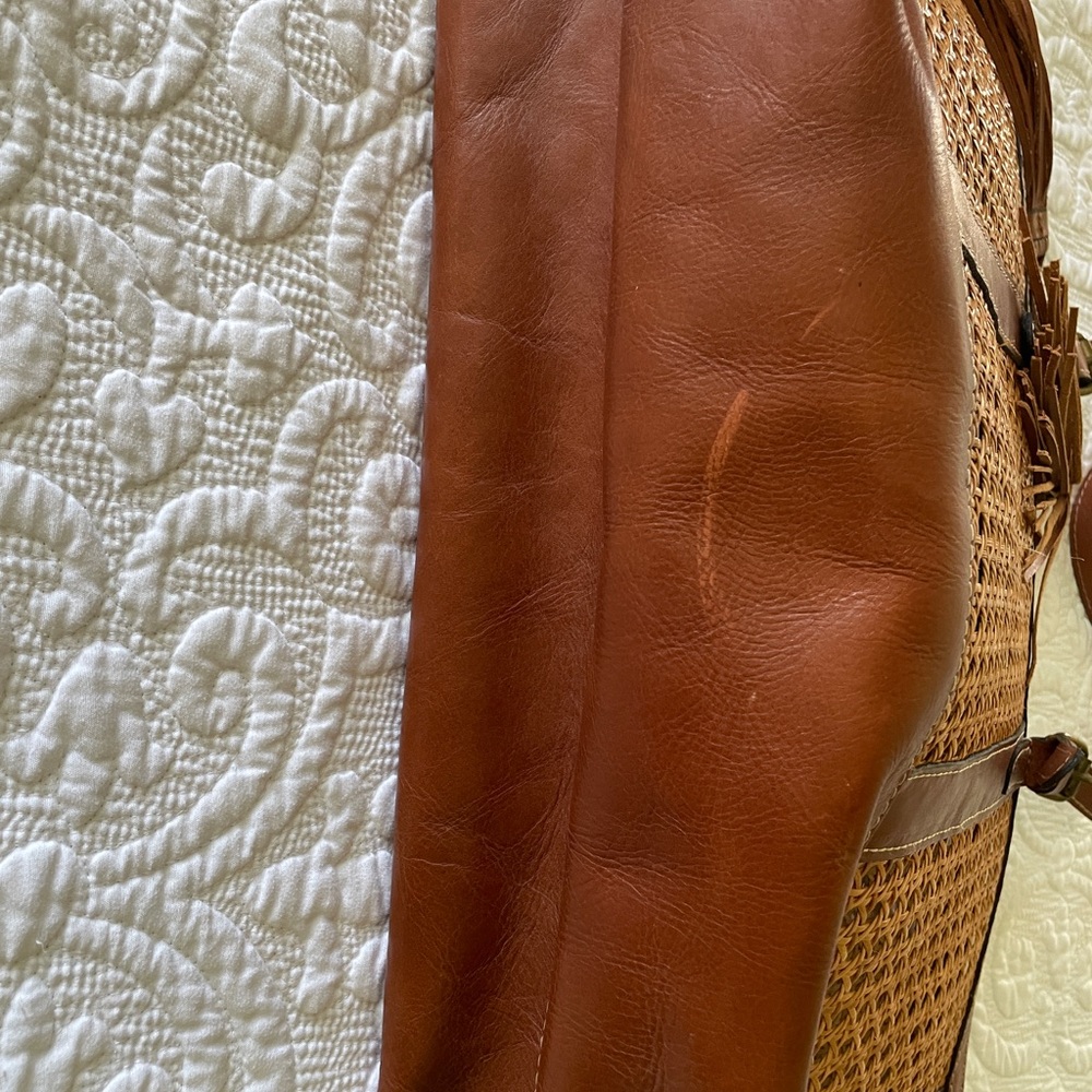 Patricia Nash Brown Leather and Cane woven Tote Bag - Picture 7 of 8
